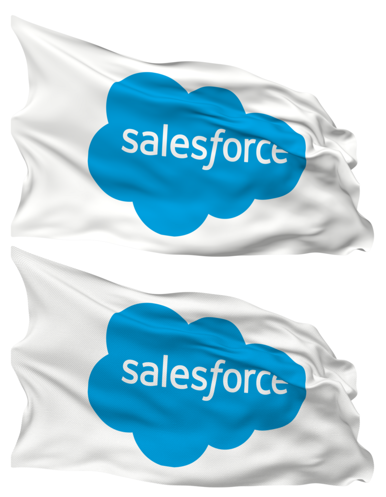 Salesforce Inc Flag Waves Isolated in Plain and Bump Texture, with Transparent Background, 3D Rendering png