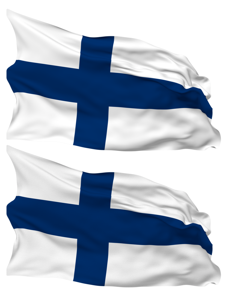 Finland Flag Waves Isolated in Plain and Bump Texture, with Transparent Background, 3D Rendering png