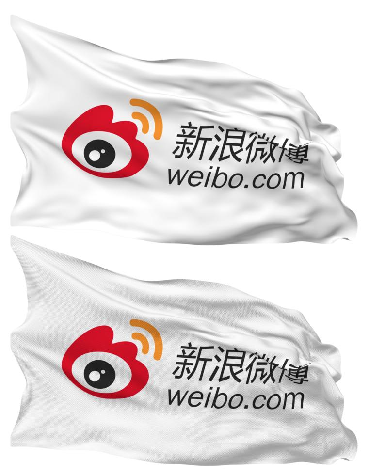 Weibo Flag Waves Isolated in Plain and Bump Texture, with Transparent Background, 3D Rendering png