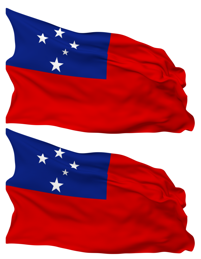 Samoa Flag Waves Isolated in Plain and Bump Texture, with Transparent Background, 3D Rendering png