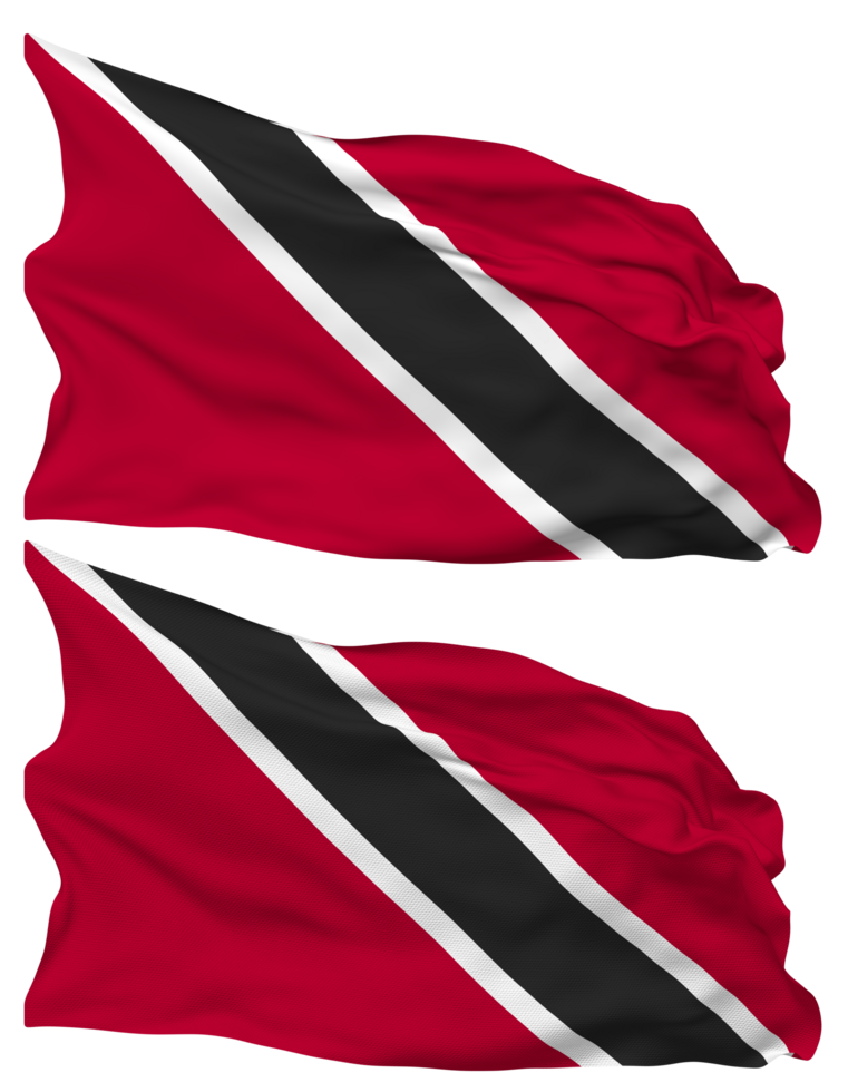 Trinidad and Tobago Flag Waves Isolated in Plain and Bump Texture, with Transparent Background, 3D Rendering png