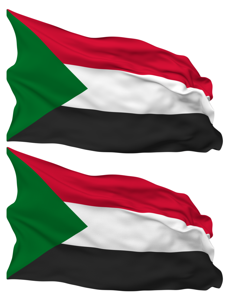 Sudan Flag Waves Isolated in Plain and Bump Texture, with Transparent Background, 3D Rendering png
