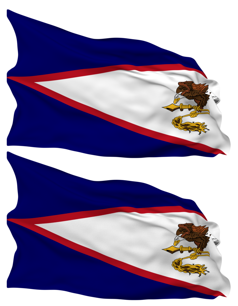 American Samoa Flag Waves Isolated in Plain and Bump Texture, with Transparent Background, 3D Rendering png
