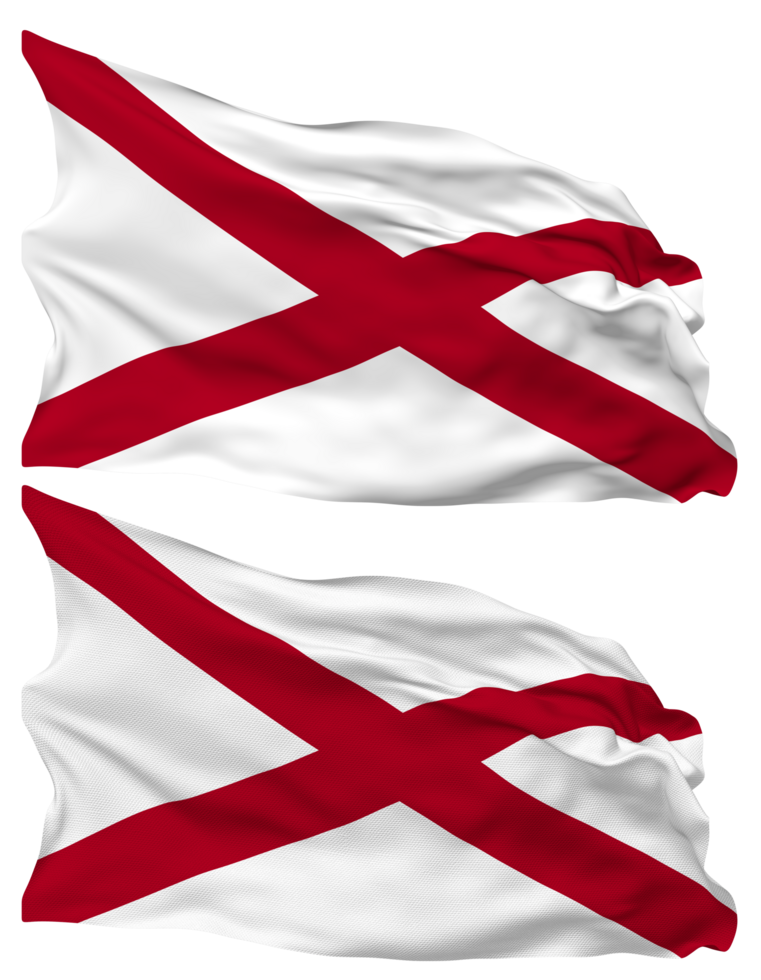 State of Alabama Flag Waves Isolated in Plain and Bump Texture, with Transparent Background, 3D Rendering png