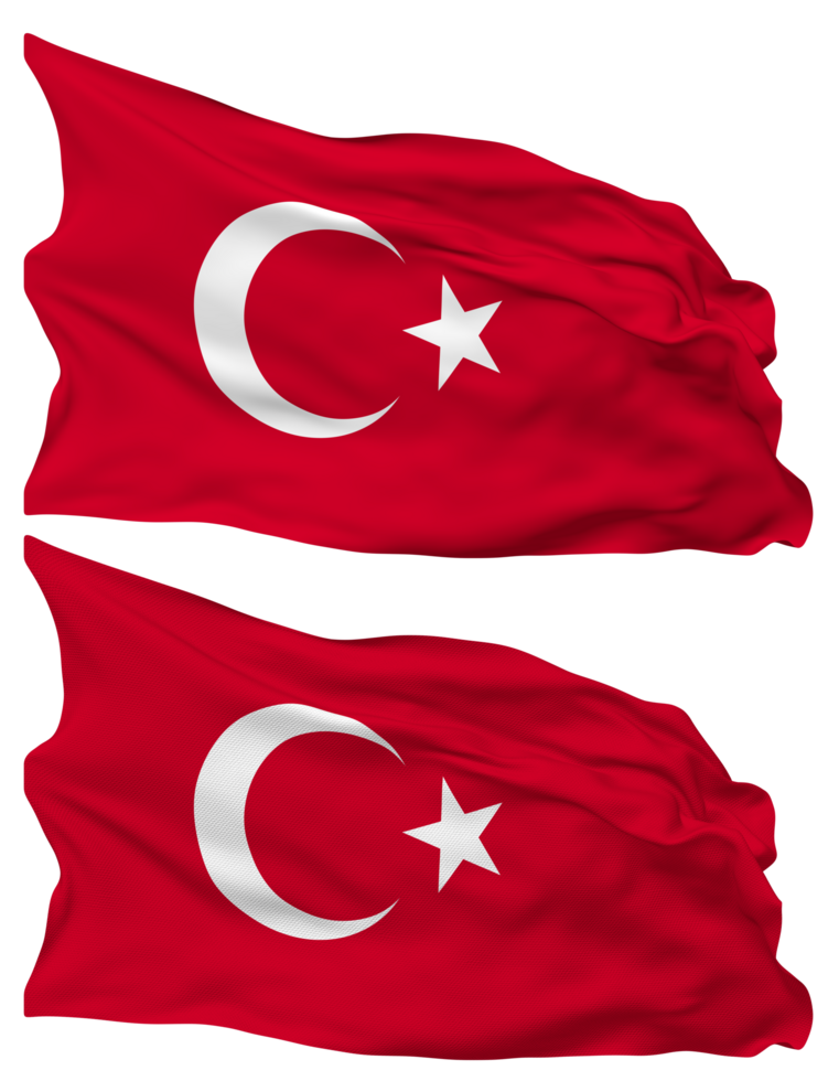 Turkey Flag Waves Isolated in Plain and Bump Texture, with Transparent Background, 3D Rendering png