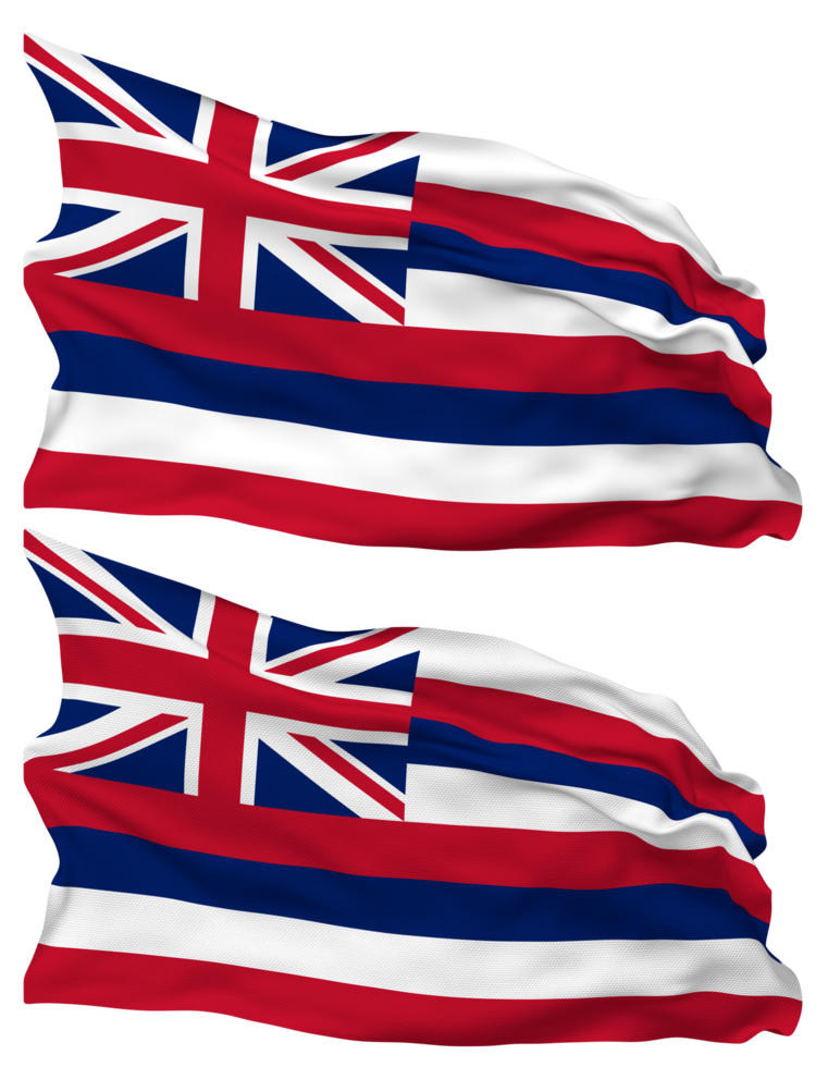 State of Hawaii Flag Waves Isolated in Plain and Bump Texture, with Transparent Background, 3D Rendering png