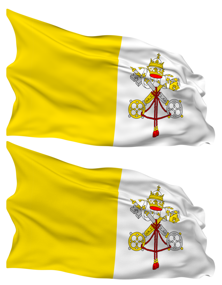 Vatican City Flag Waves Isolated in Plain and Bump Texture, with Transparent Background, 3D Rendering png
