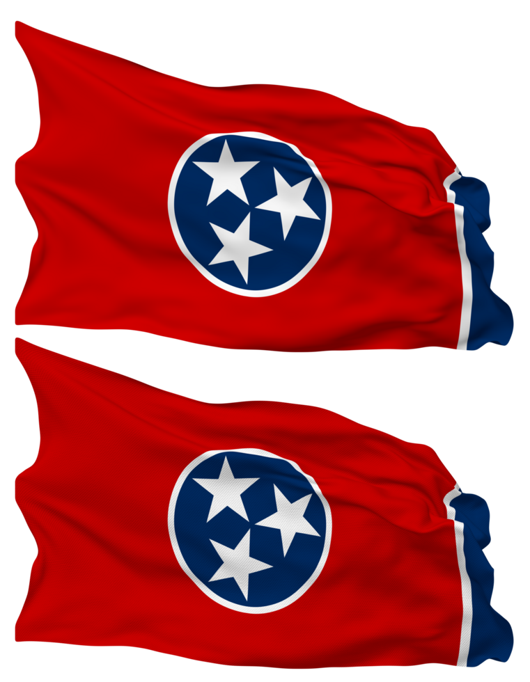 State of Tennessee Flag Waves Isolated in Plain and Bump Texture, with Transparent Background, 3D Rendering png