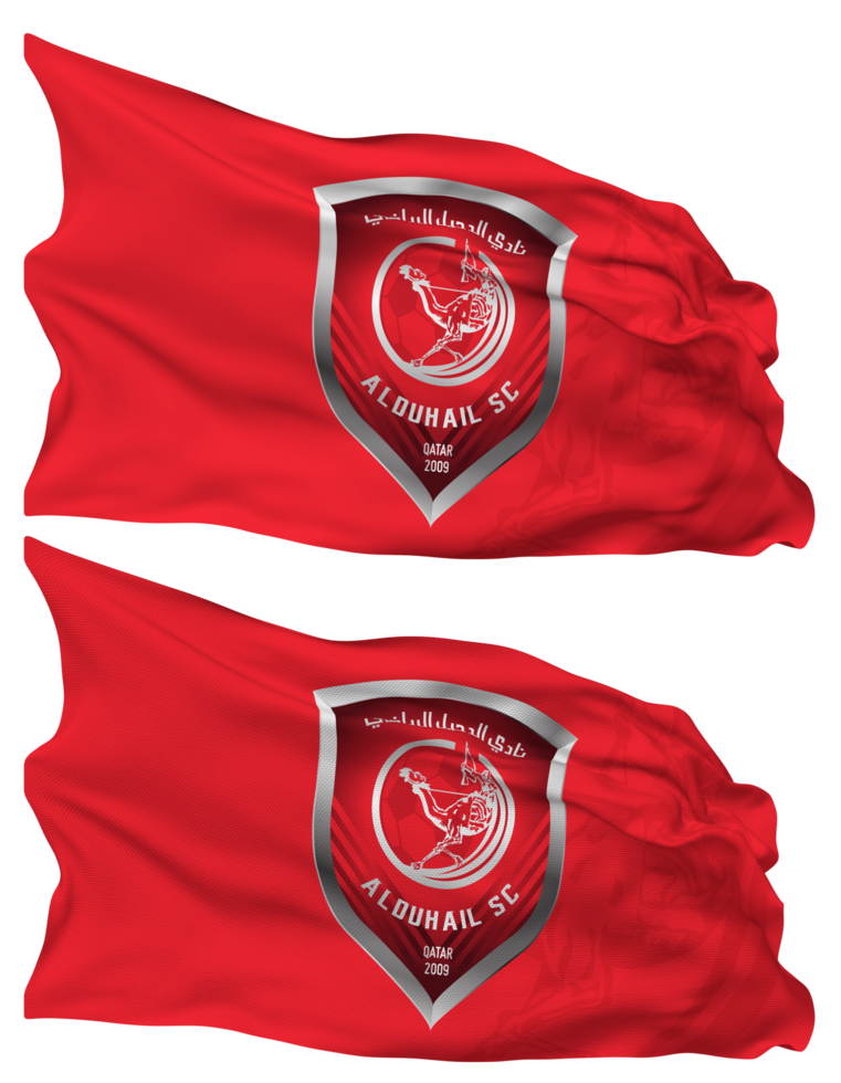 Al Duhail Sports Club Flag Waves Isolated in Plain and Bump Texture, with Transparent Background, 3D Rendering png
