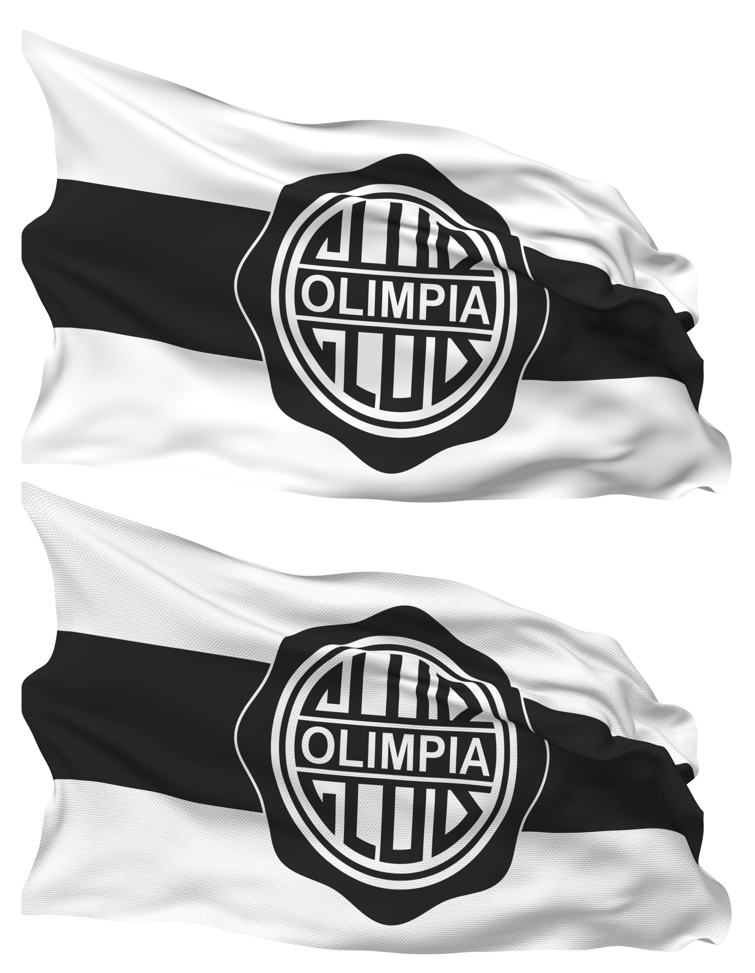Club Olimpia Flag Waves Isolated in Plain and Bump Texture, with