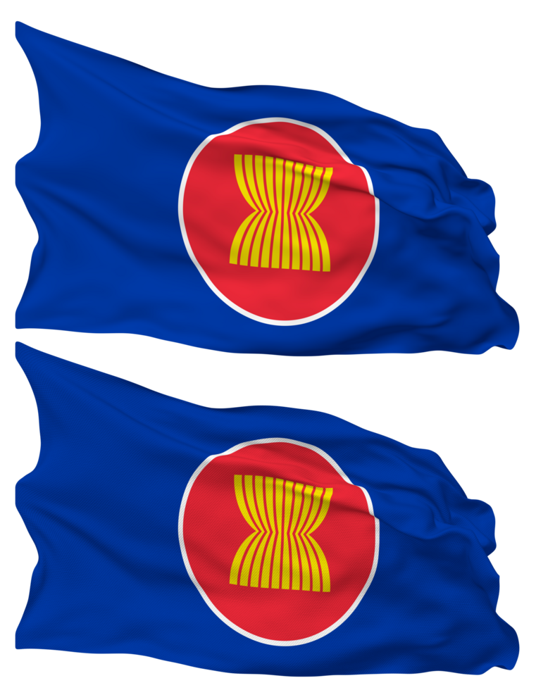 Association of Southeast Asian Nations, ASEAN Flag Waves Isolated in Plain and Bump Texture, with Transparent Background, 3D Rendering png
