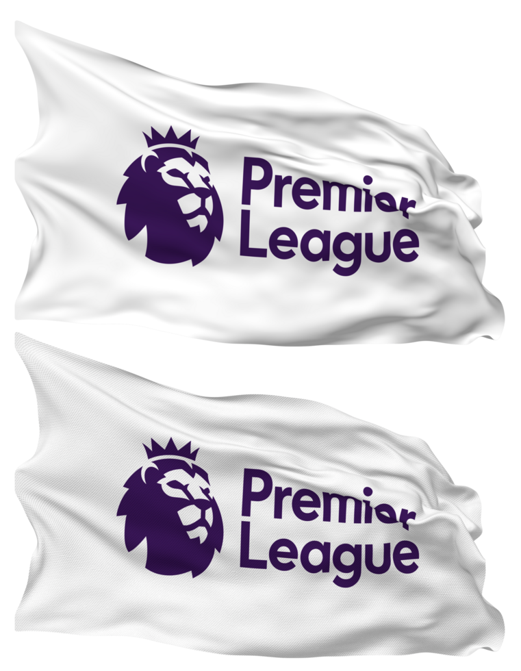 Premier League Flag Waves Isolated in Plain and Bump Texture, with Transparent Background, 3D Rendering png