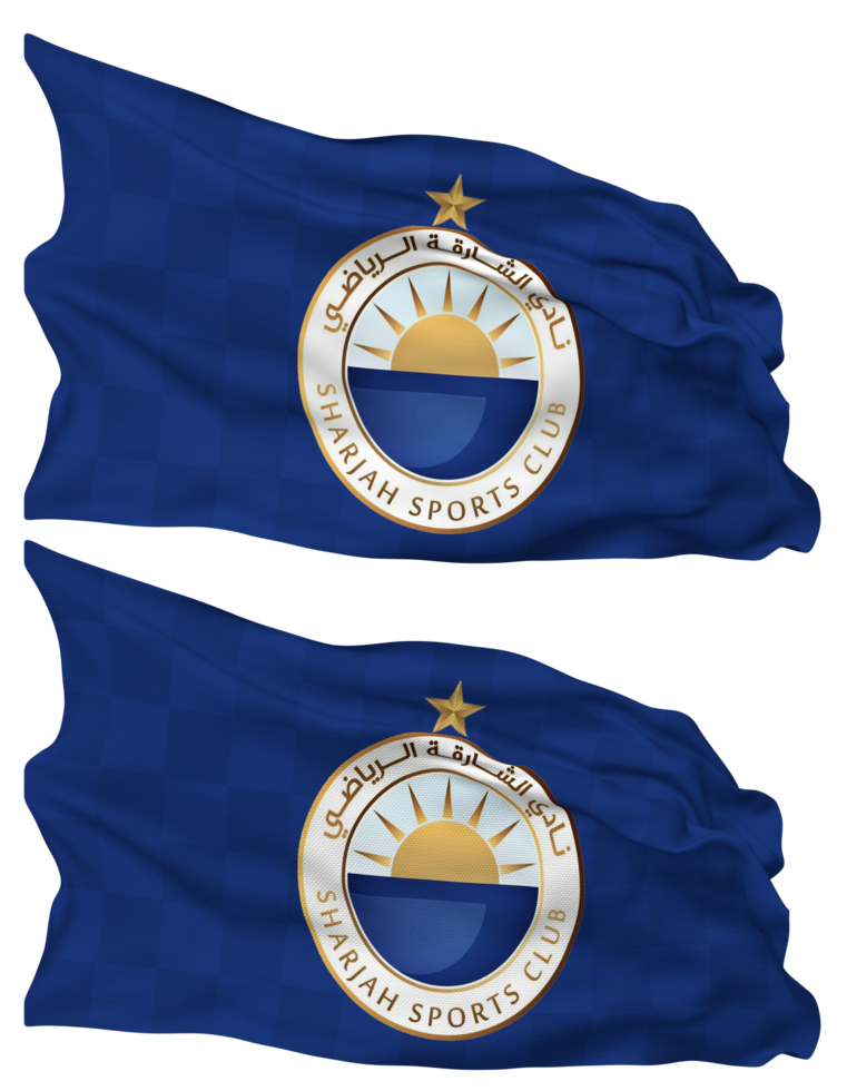 Sharjah Football Club Flag Waves Isolated in Plain and Bump Texture, with Transparent Background, 3D Rendering png