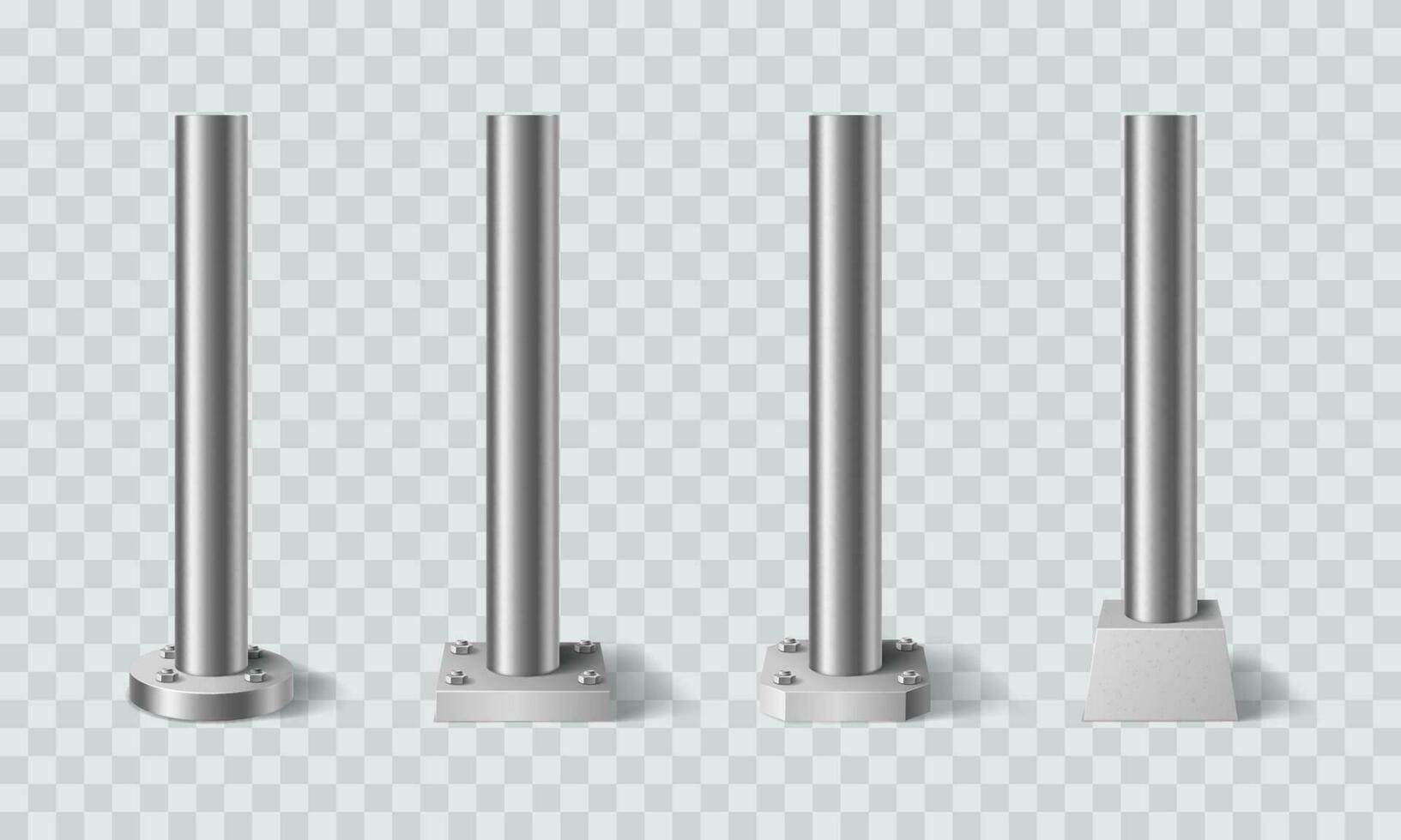 Steel metal pillars, poles and pipe column stands vector