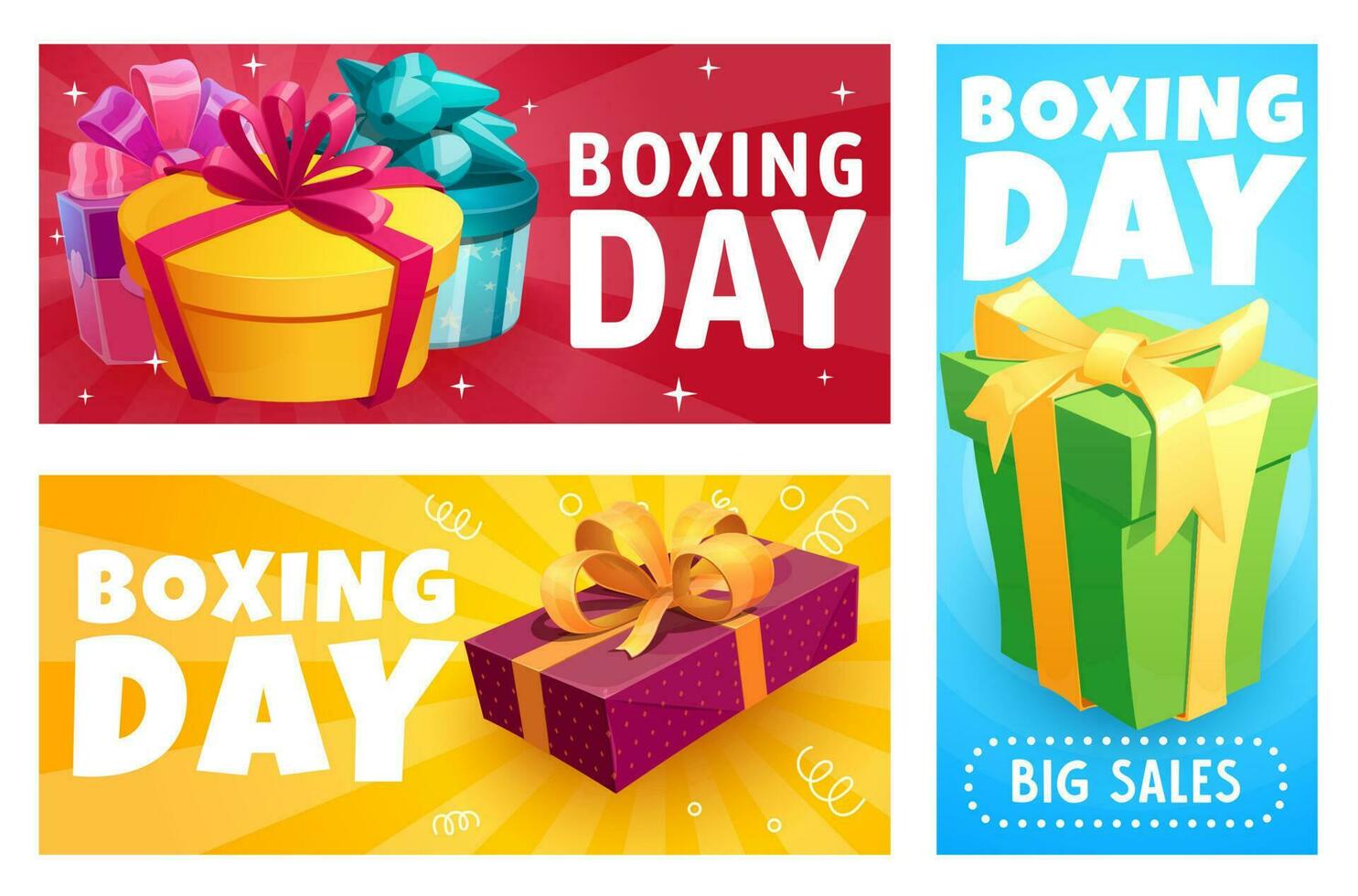 boxeo día regalo cajas, Navidad regalos rebaja vector