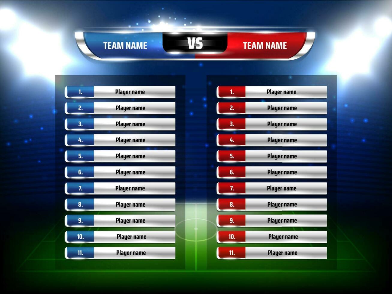 Soccer game scoreboard realistic vector template