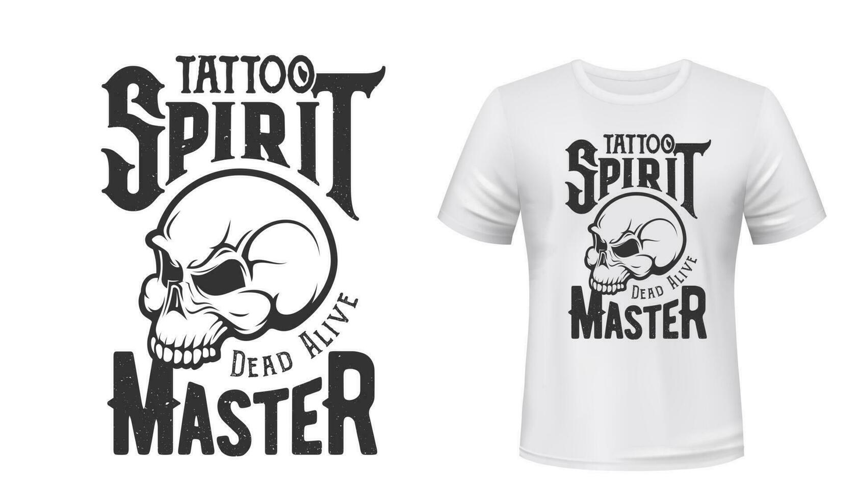 Tattoo master skull t-shirt print mockup, studio vector