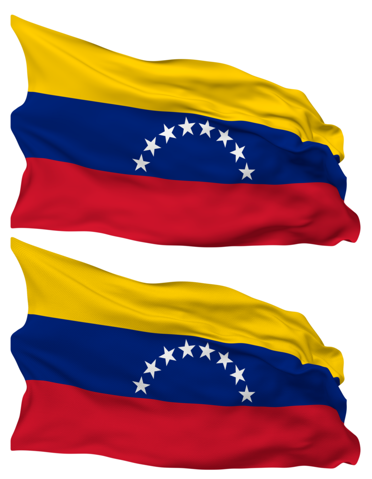 Boliviaans republiek van Venezuela vlag golven geïsoleerd in duidelijk en buil textuur, met transparant achtergrond, 3d renderen png