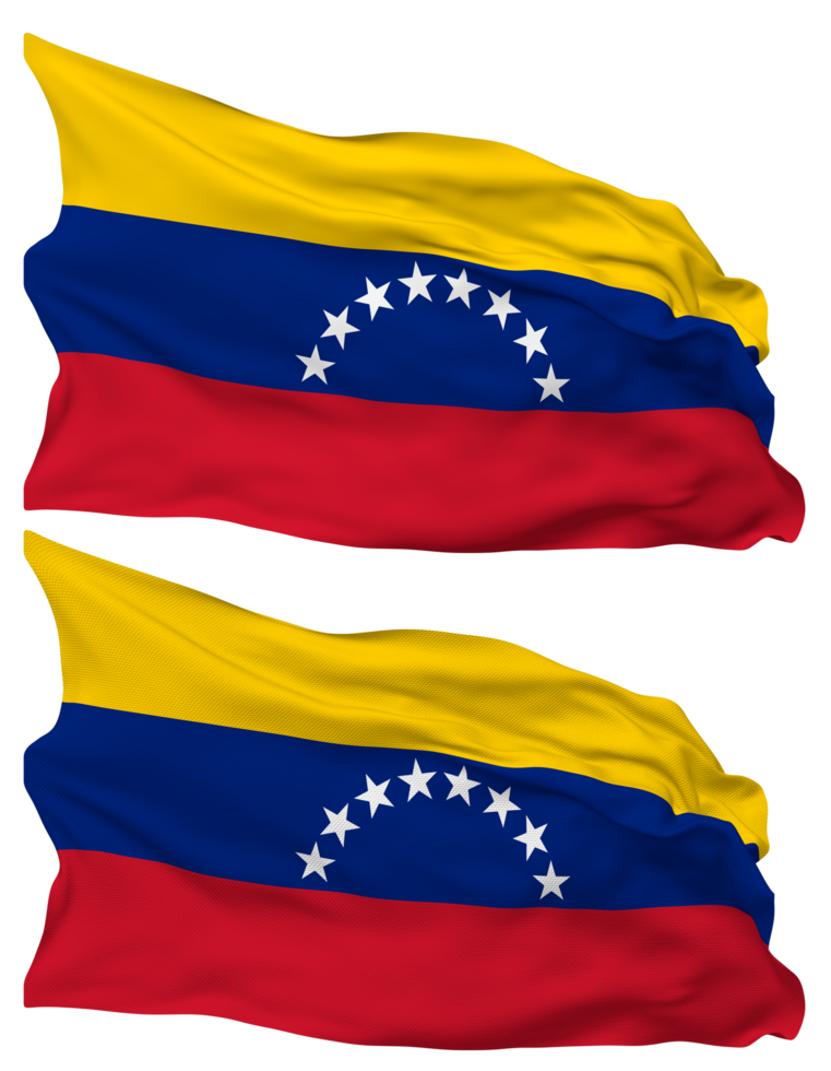 Bolivarian Republic of Venezuela Flag Waves Isolated in Plain and Bump Texture, with Transparent Background, 3D Rendering png
