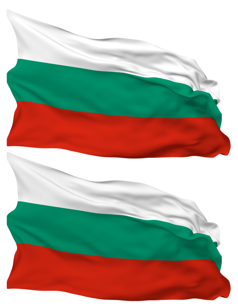 Bulgaria Flag Waves Isolated in Plain and Bump Texture, with Transparent Background, 3D Rendering png