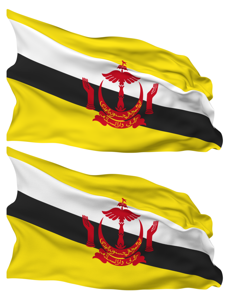 Brunei Flag Waves Isolated in Plain and Bump Texture, with Transparent Background, 3D Rendering png