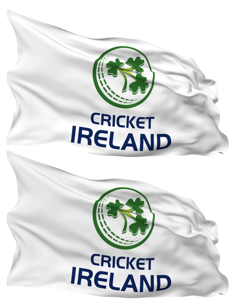 Cricket Ireland, CI Flag Waves Isolated in Plain and Bump Texture, with Transparent Background, 3D Rendering png