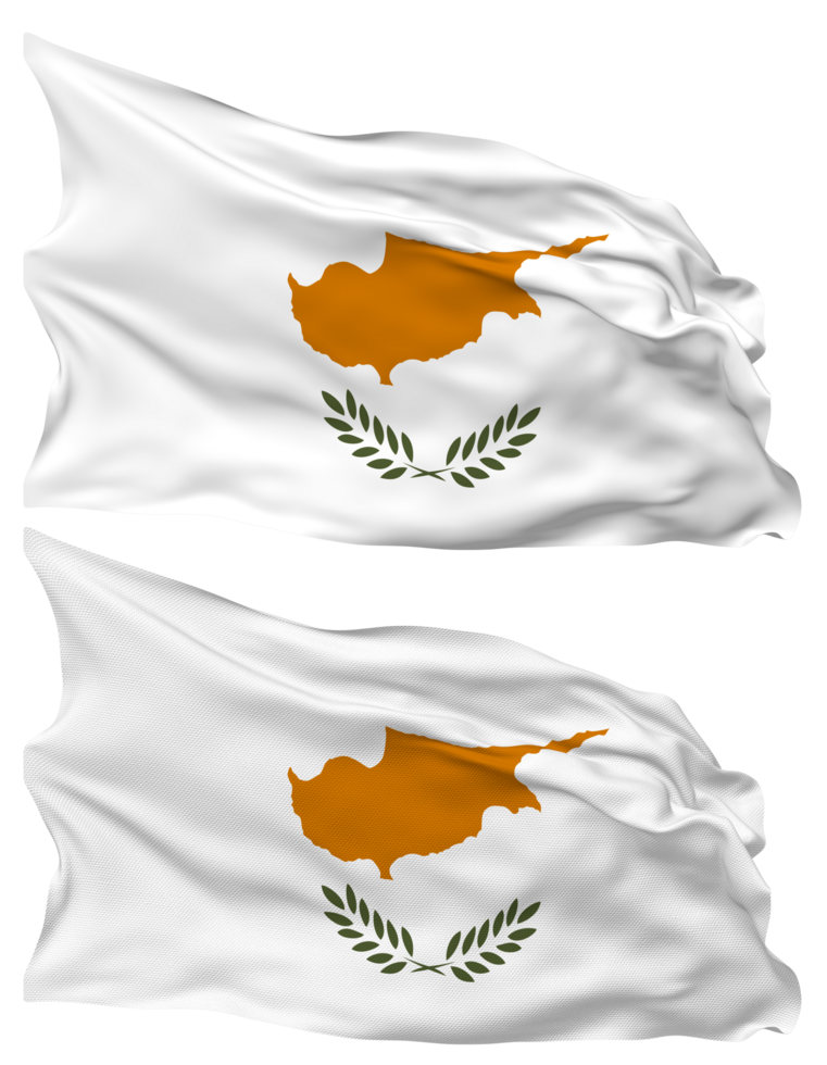 Cyprus Flag Waves Isolated in Plain and Bump Texture, with Transparent Background, 3D Rendering png