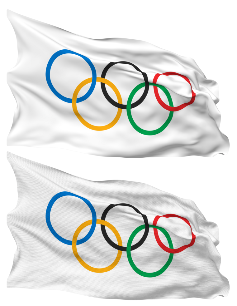 Olympic Games, Olympics Flag Waves Isolated in Plain and Bump Texture, with Transparent Background, 3D Rendering png