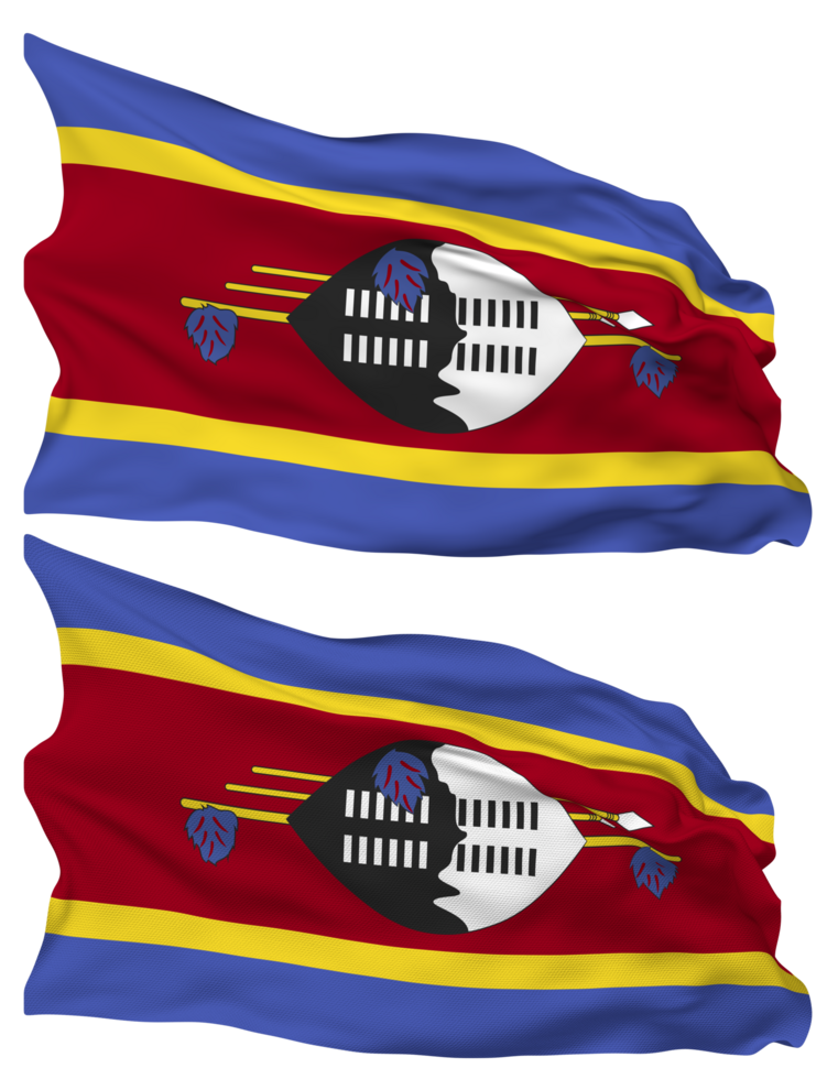 Eswatini Flag Waves Isolated in Plain and Bump Texture, with Transparent Background, 3D Rendering png