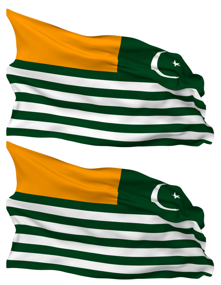 Azad Jammu and Kashmir, AJK Flag Waves Isolated in Plain and Bump Texture, with Transparent Background, 3D Rendering png
