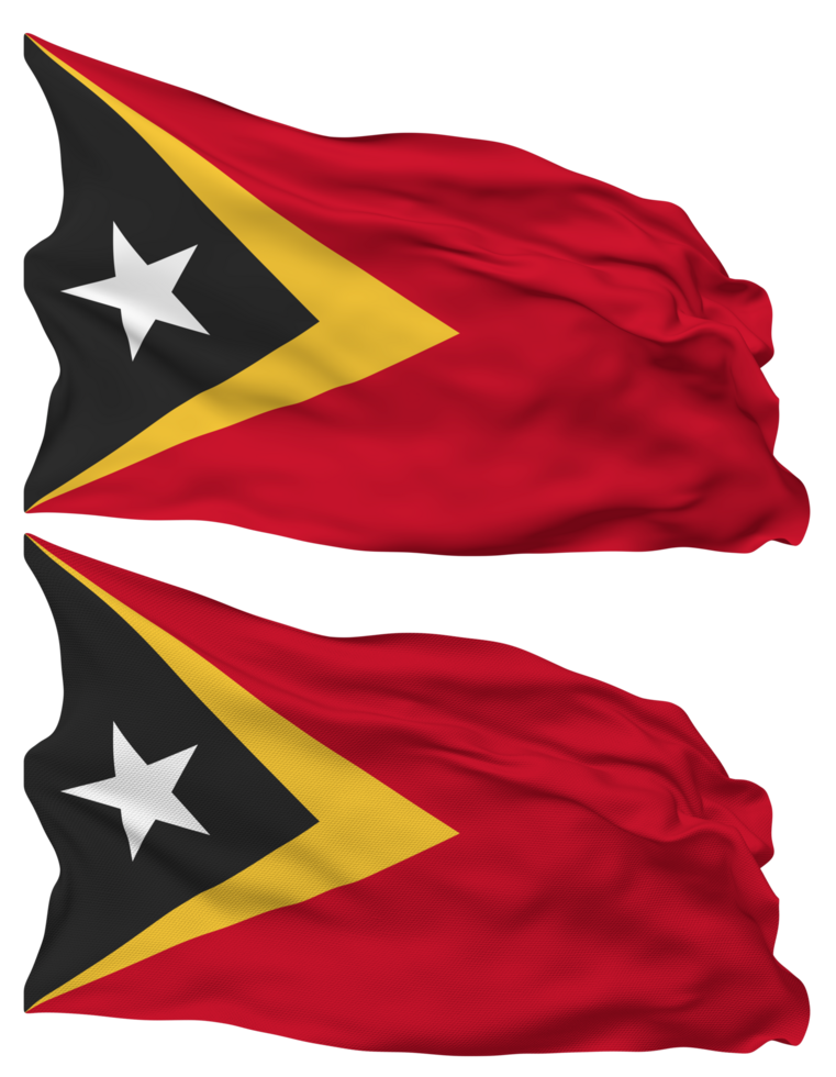 East Timor Flag Waves Isolated in Plain and Bump Texture, with Transparent Background, 3D Rendering png