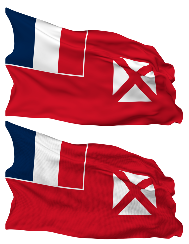 Wallis and Futuna Flag Waves Isolated in Plain and Bump Texture, with Transparent Background, 3D Rendering png