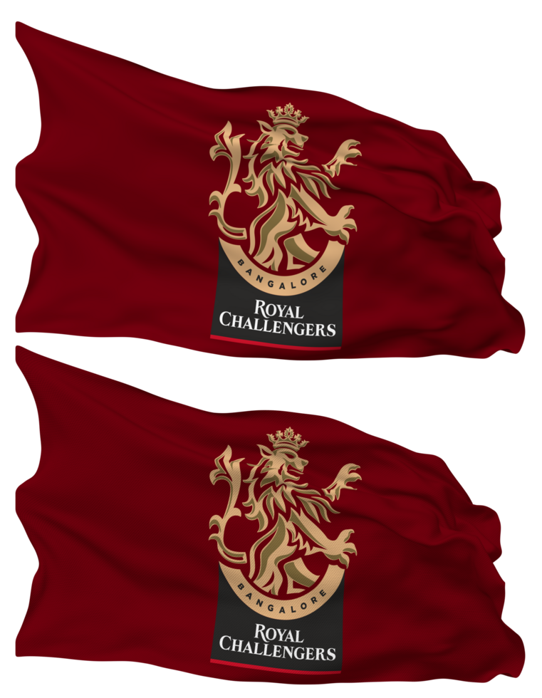 Royal Challengers Bangalore, RCB Flag Waves Isolated in Plain and Bump Texture, with Transparent Background, 3D Rendering png