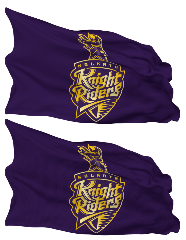 Kolkata Knight Riders, KKR Flag Waves Isolated in Plain and Bump Texture, with Transparent Background, 3D Rendering png