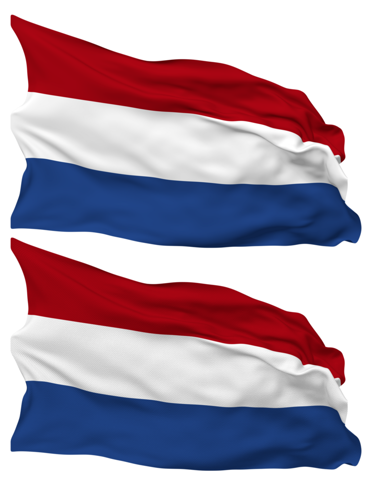 Netherlands Flag Waves Isolated in Plain and Bump Texture, with Transparent Background, 3D Rendering png