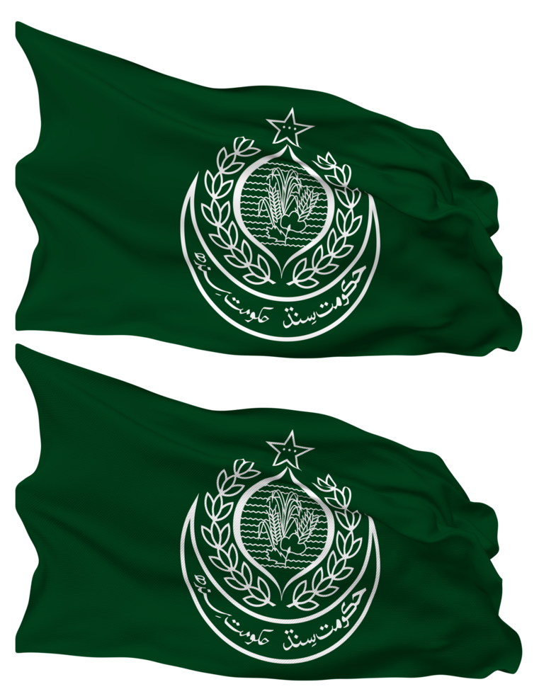 Government of Sindh Flag Waves Isolated in Plain and Bump Texture, with Transparent Background, 3D Rendering png