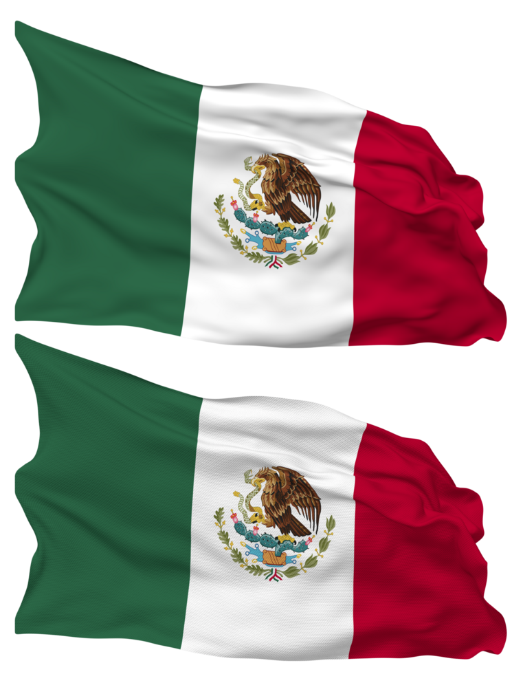 mexico bandera olas aislado en llanura y bache textura, con transparente fondo, 3d representación png