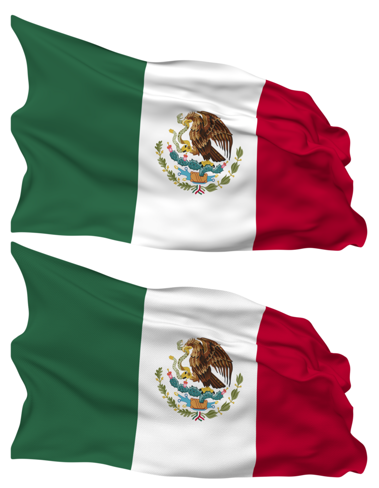 Mexico Flag Waves Isolated in Plain and Bump Texture, with Transparent Background, 3D Rendering png