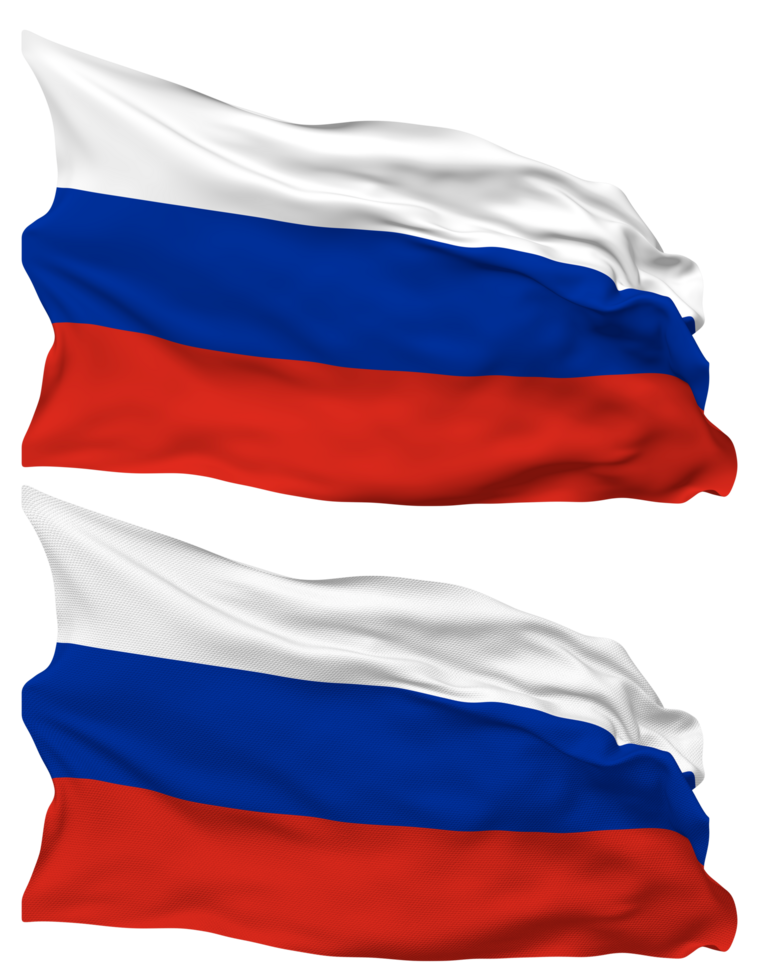 Russia Flag Waves Isolated in Plain and Bump Texture, with Transparent Background, 3D Rendering png