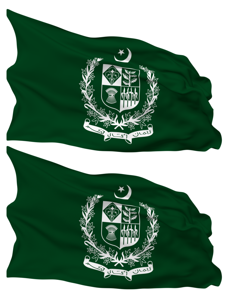 stato emblema di Pakistan, cappotto di braccia bandiera onde isolato nel pianura e urto struttura, con trasparente sfondo, 3d interpretazione png