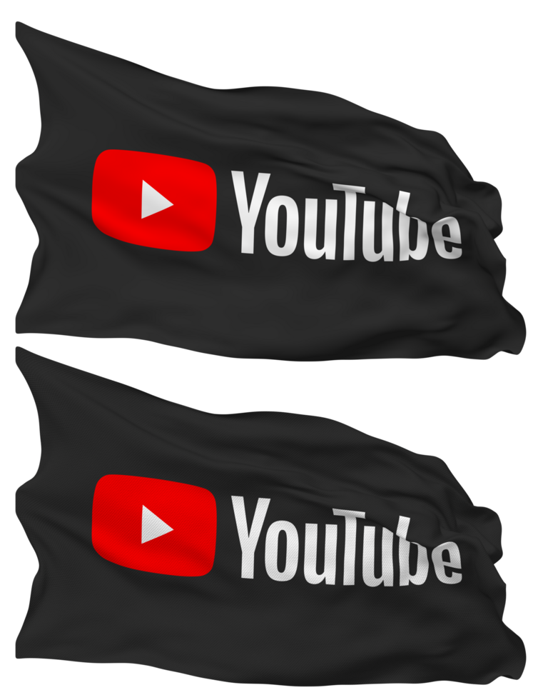 YouTube Flag Waves Isolated in Plain and Bump Texture, with Transparent Background, 3D Rendering png