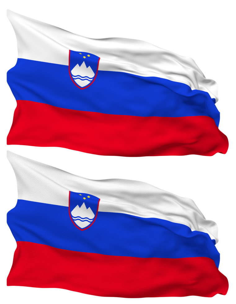 Slovenia Flag Waves Isolated in Plain and Bump Texture, with Transparent Background, 3D Rendering png