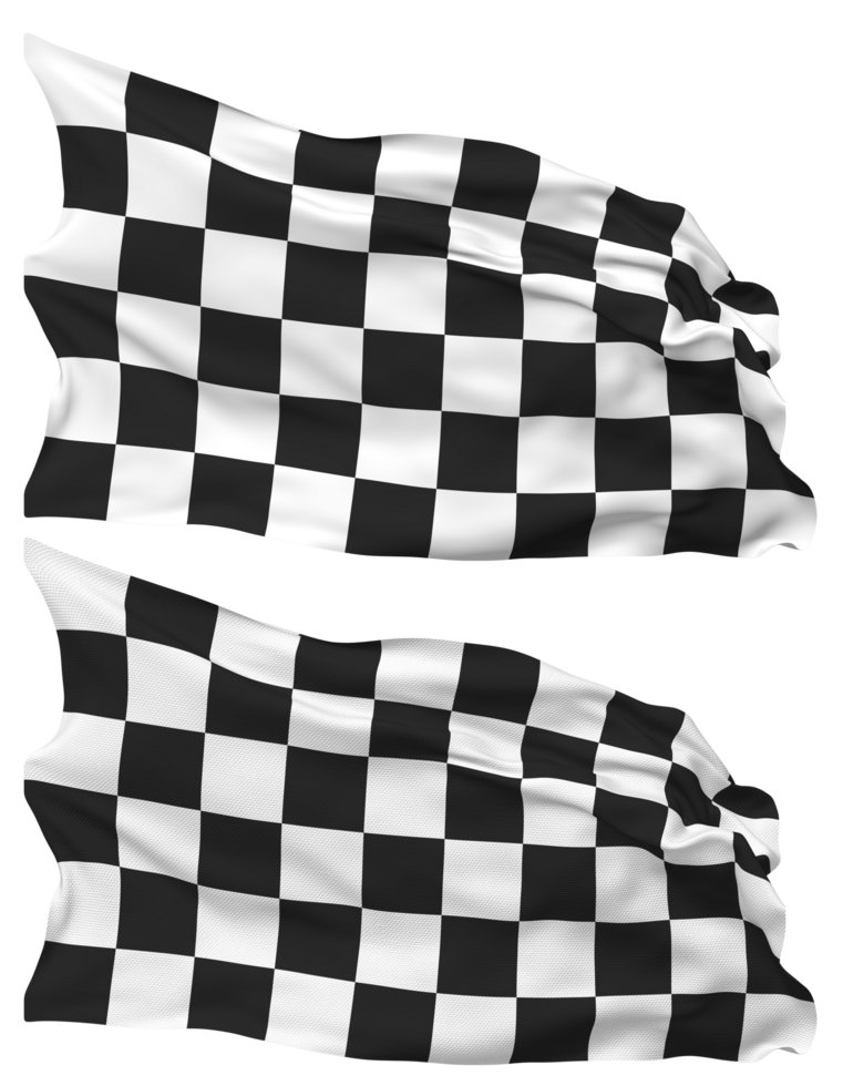 Racing Black and White Checkered Flag Waves Isolated in Plain and Bump Texture, with Transparent Background, 3D Rendering png