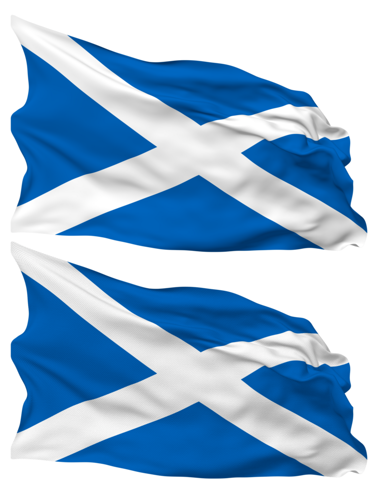 Schottland Flagge Wellen isoliert im einfach und stoßen Textur, mit transparent Hintergrund, 3d Rendern png