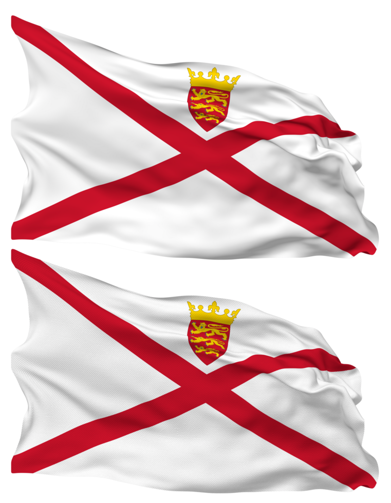 Bailiwick of Jersey Flag Waves Isolated in Plain and Bump Texture, with Transparent Background, 3D Rendering png