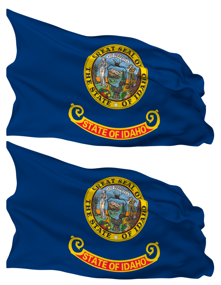 State of Idaho Flag Waves Isolated in Plain and Bump Texture, with Transparent Background, 3D Rendering png