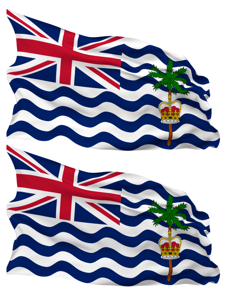 Britanique Indien océan territoire, biote drapeau vagues isolé dans plaine et bosse texture, avec transparent arrière-plan, 3d le rendu png