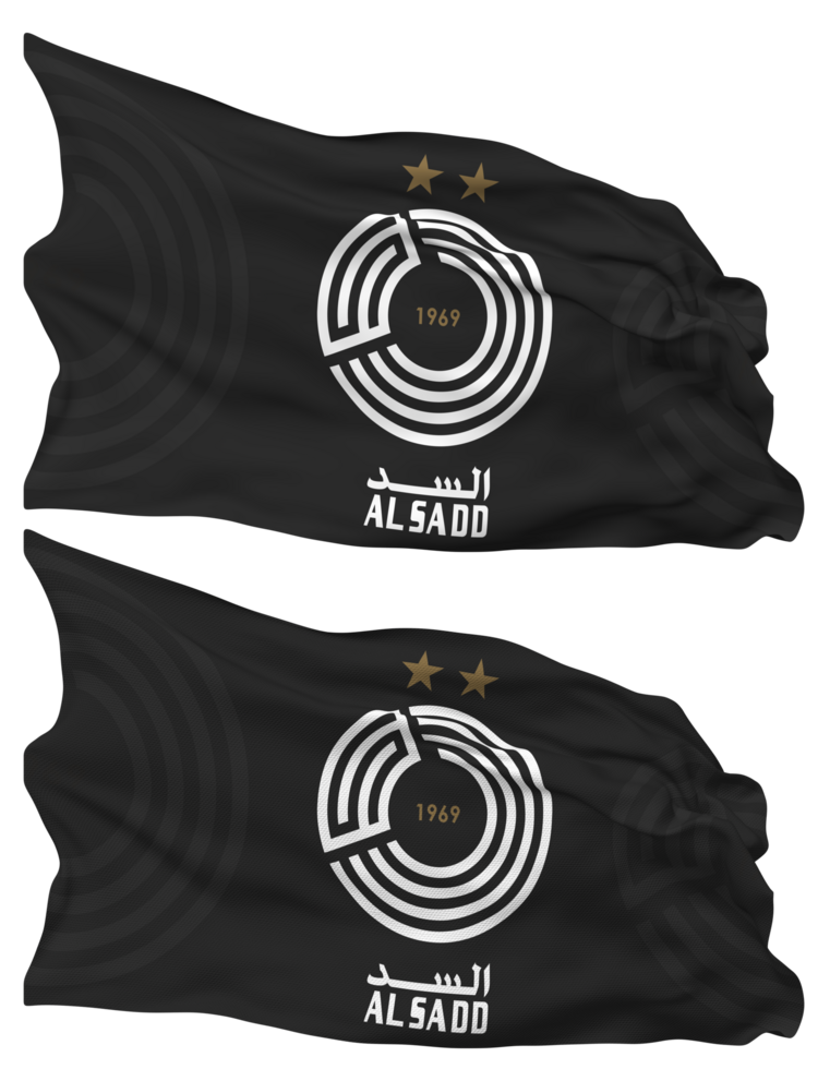 Al Sadd Sports Club Flag Waves Isolated in Plain and Bump Texture, with Transparent Background, 3D Rendering png