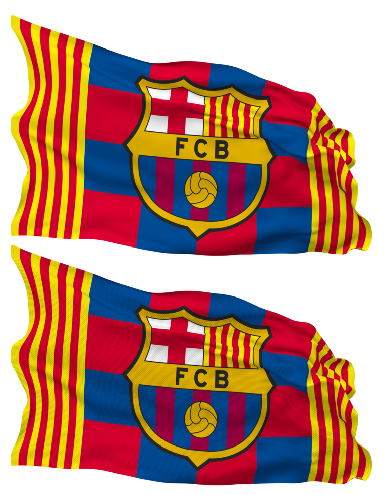 Futbol Club Barcelona, FCB Flag Waves Isolated in Plain and Bump Texture, with Transparent Background, 3D Rendering png