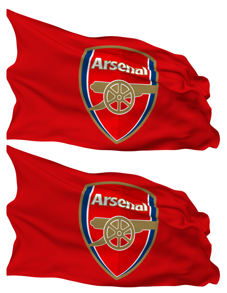 FT Arsenal Flag Waves Isolated in Plain and Bump Texture, with Transparent Background, 3D Rendering png